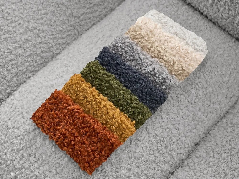 Divano grigio chiaro con rivestimento in bouclé 232 cm Hippolyte – Bobochic Paris