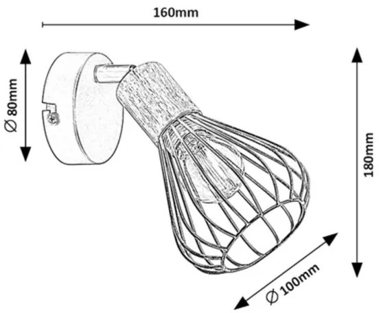 Rabalux 3147 - Faretto da parete FARFALLE 1xE14/25W/230V nero/faggio