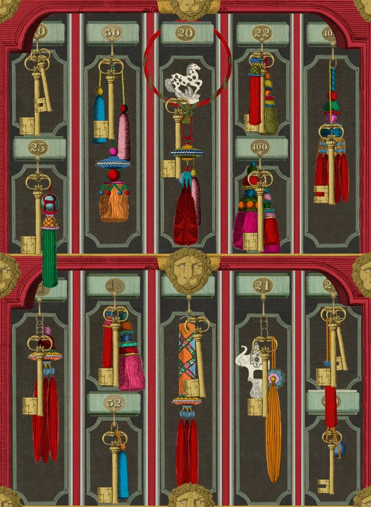 Mindthegap Carta da parati Grand Suite Keys - Anthracite/ Red/ Gold
