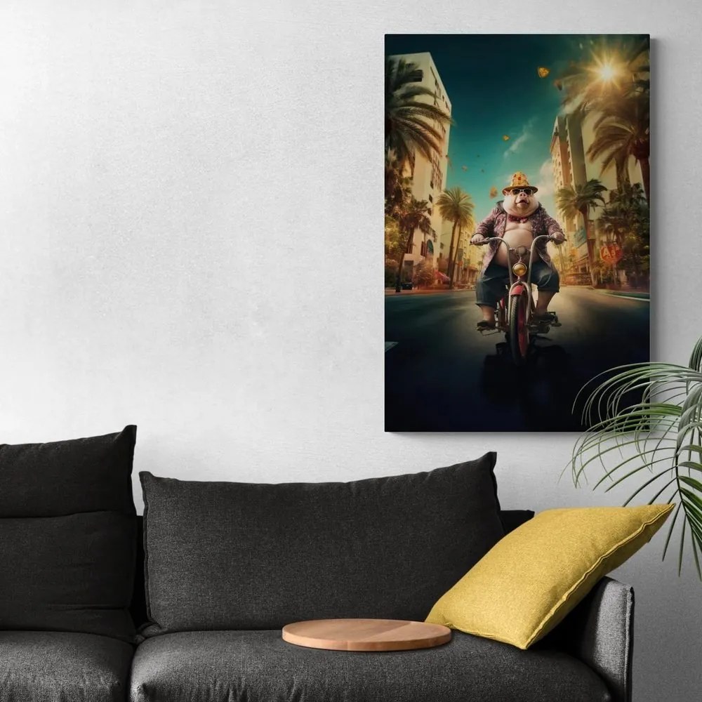 Quadro su tela – Maiale su scooter nelle strade di Las Vegas