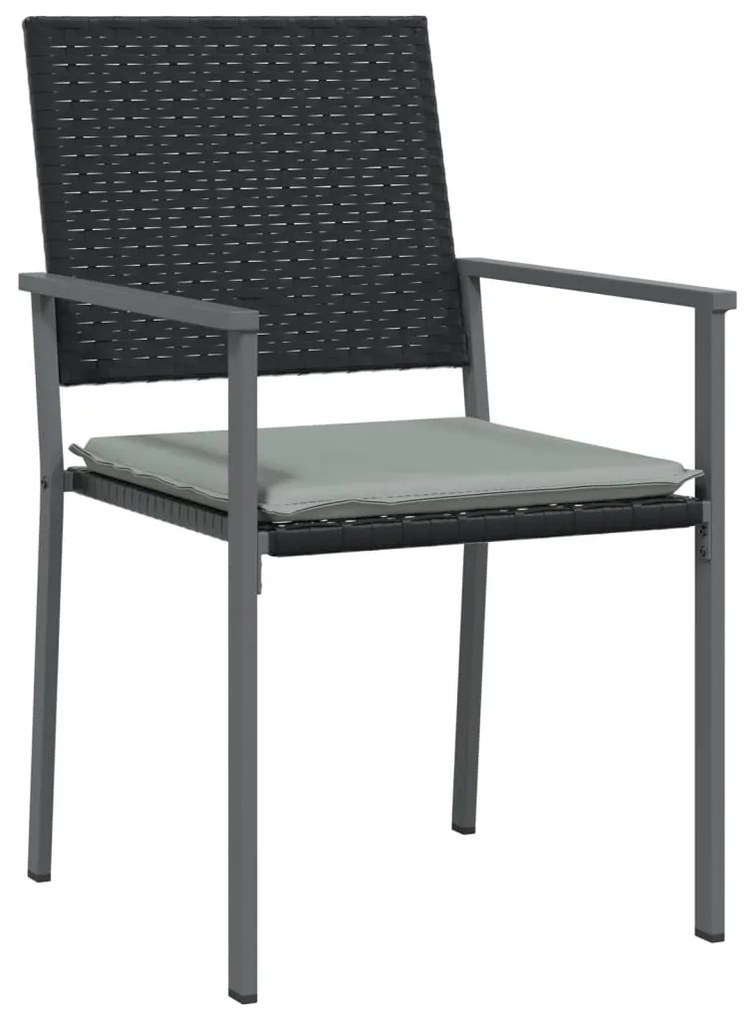 Sedie da giardino con cuscini 6pz nere 54x62,5x89 cm polyrattan