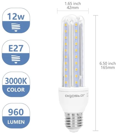 Lampadina LED E27/12W/230V 3000K - Aigostar