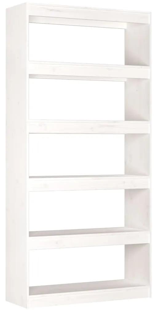 Libreria/divisorio bianco 80x30x167,4 cm legno massello di pino