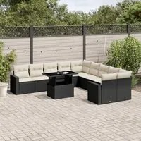 Set Divani da Giardino 11 pz con Cuscini in Polyrattan Nero 3267536