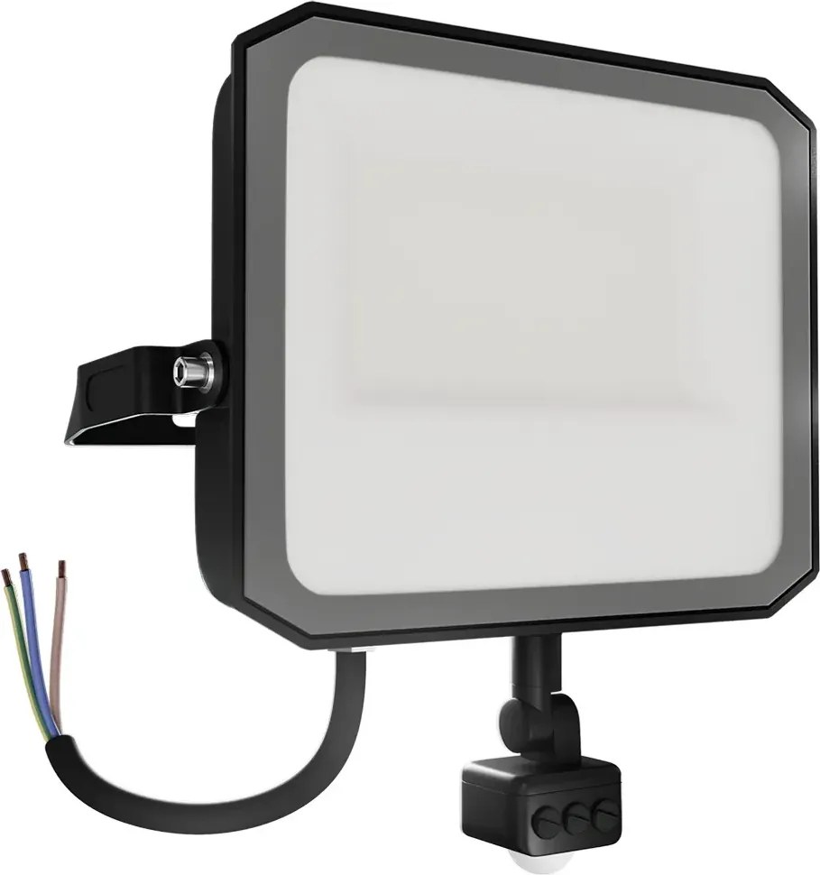 Faro LED 100W IP65 Nero con Sensore di Movimento e OSRAM chip LED Colore Bianco Naturale 4.000K