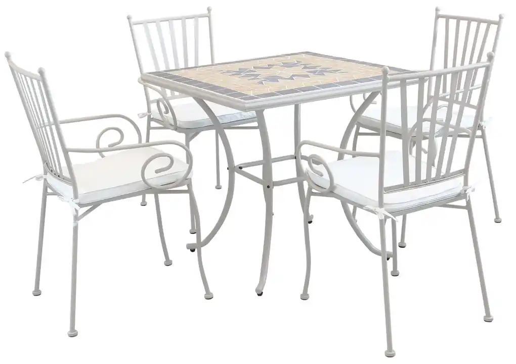 Set di tavolo e sedie da giardino in acciaio granito e fibra tessile 180 cm  GROSSETO 