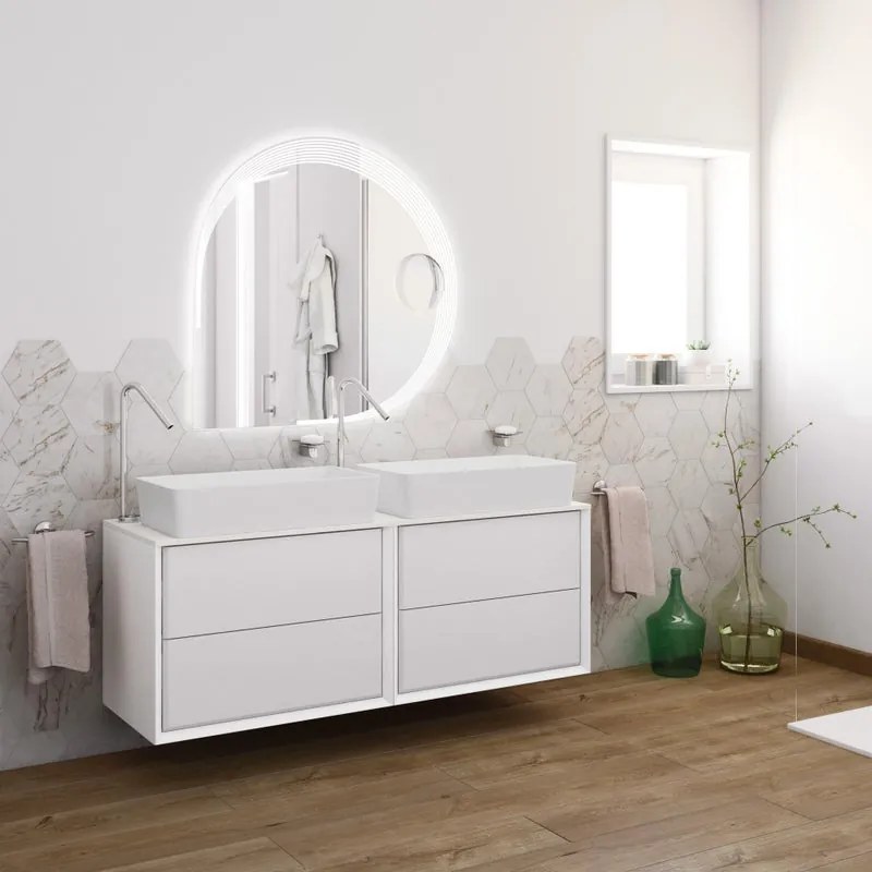 Mobile sottolavabo e lavabo Bellagio bianco opaco L 141 x H 48 x P 46 cm 1 vasca