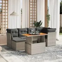 Set Divani da Giardino 7 pz con Cuscini Grigio in Polyrattan 3270941