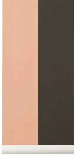 Ferm Living Carta da parati Thick Lines - Green/ Rose