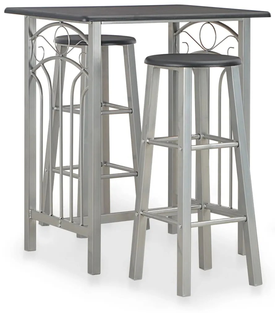 Set Da Bar 3 Pz İn Legno E Acciaio Nero /