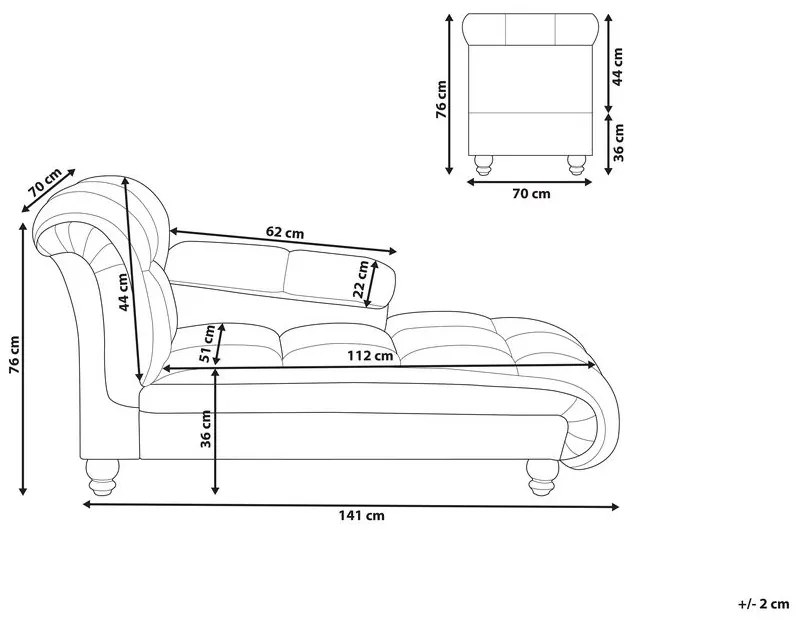 Chaise longue grigio talpa sinistra LORMONT Beliani