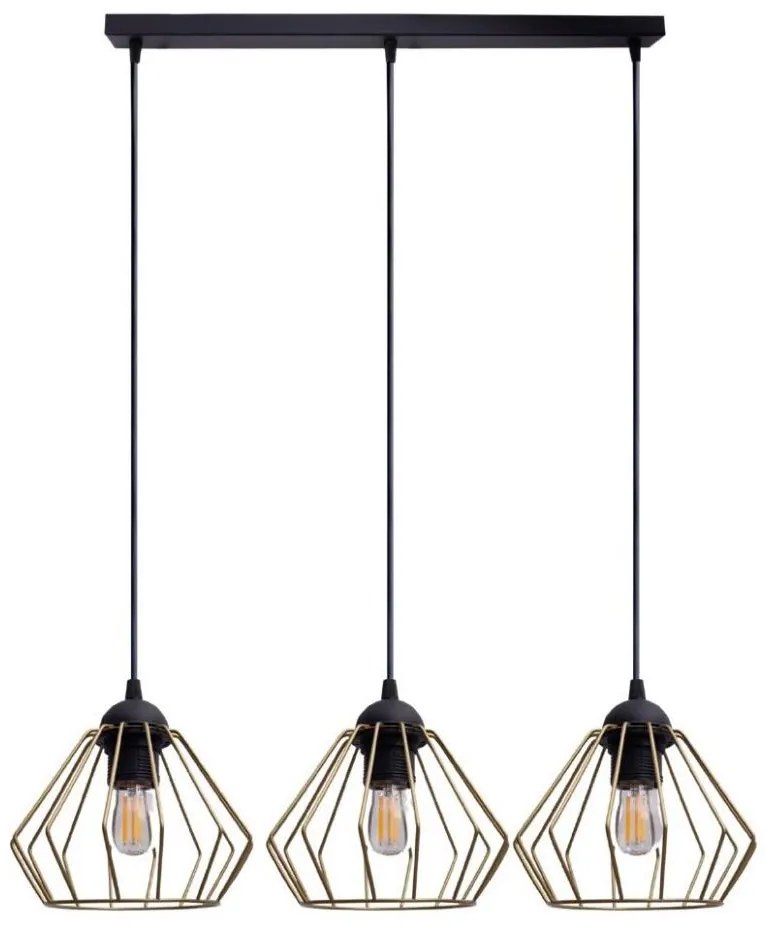 Lampadario a sospensione con filo CEED GOLD 3xE27/60W/230V nero/oro