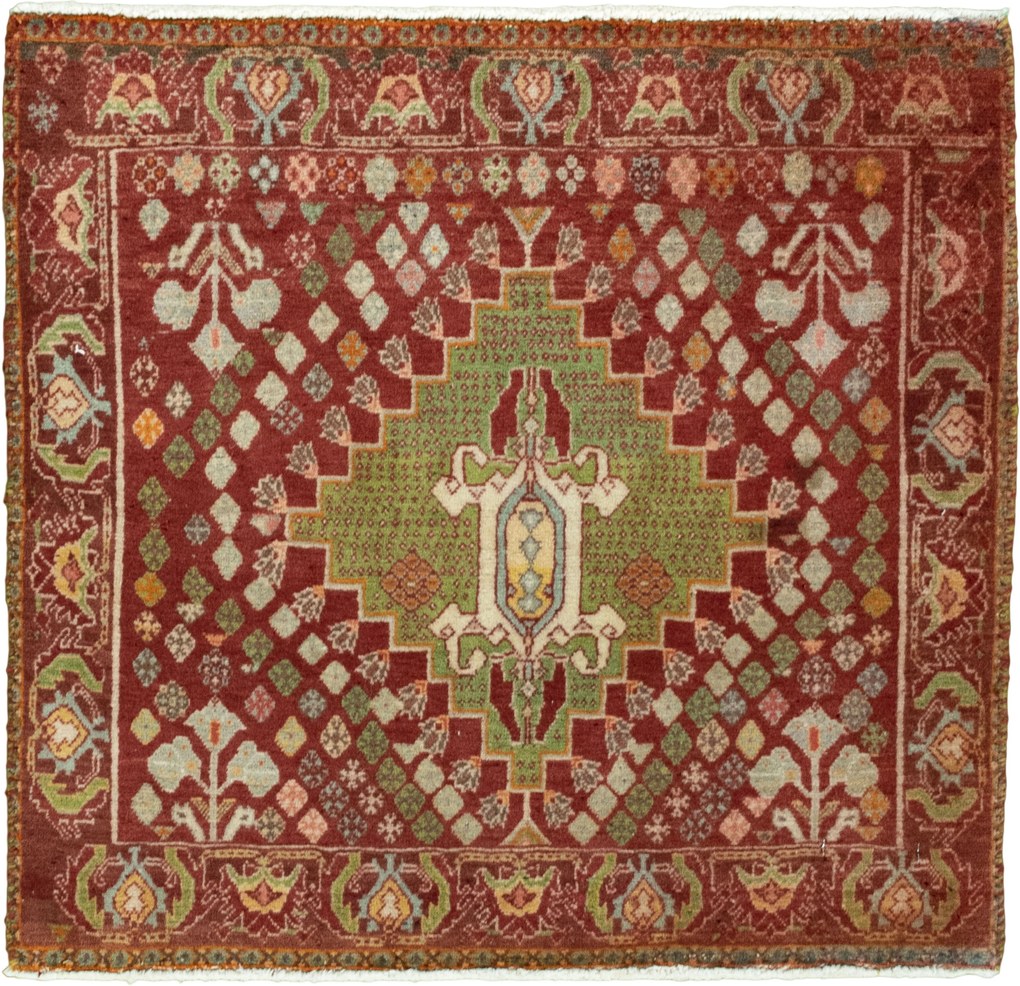 Shiraz Tappeto 70 x 60 Rosso (Iran) Annodato A Mano