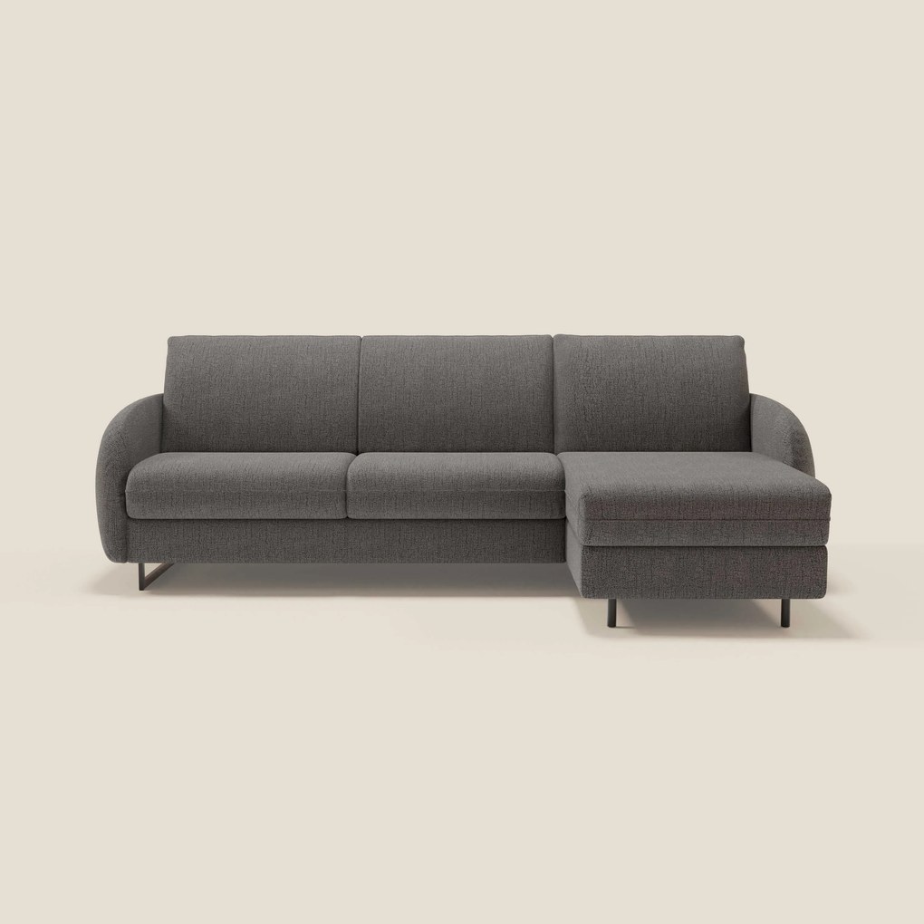 Ninfea Divano Letto Angolare con Penisola Contenitore e Materasso H18 cm - piedini in metallo e Tessuto impermeabile T03