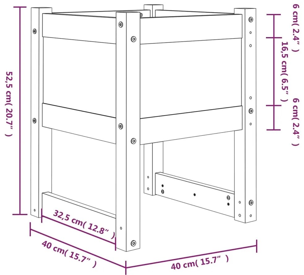 Fioriera Grigio 40x40x52,5 cm in Legno Massello di Pino