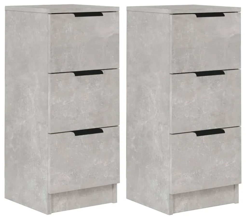 Credenze 2 pz grigio cemento 30x30x70 cm in legno multistrato