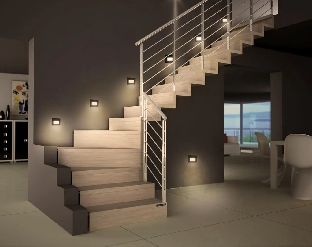 Segnapasso LED per Scatola 503 3.5W IP65 Nero - Antiabbagliamento Colore Bianco Caldo 2.700K