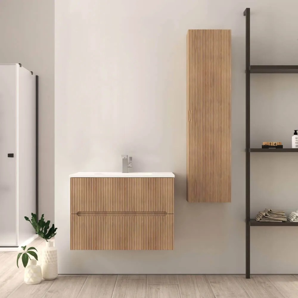 Mobile bagno 80 cm cannettato rovere tabacco Riga