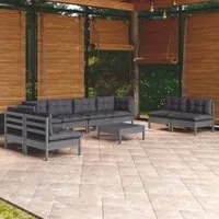 Set Divani da Giardino 9 pz con Cuscini Legno Massello di Pino 3096240