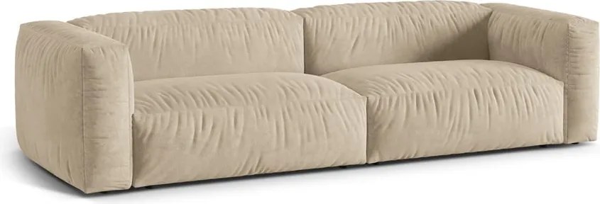 Divano componibile beige con rivestimento in velluto 320 cm Martina – Micadoni