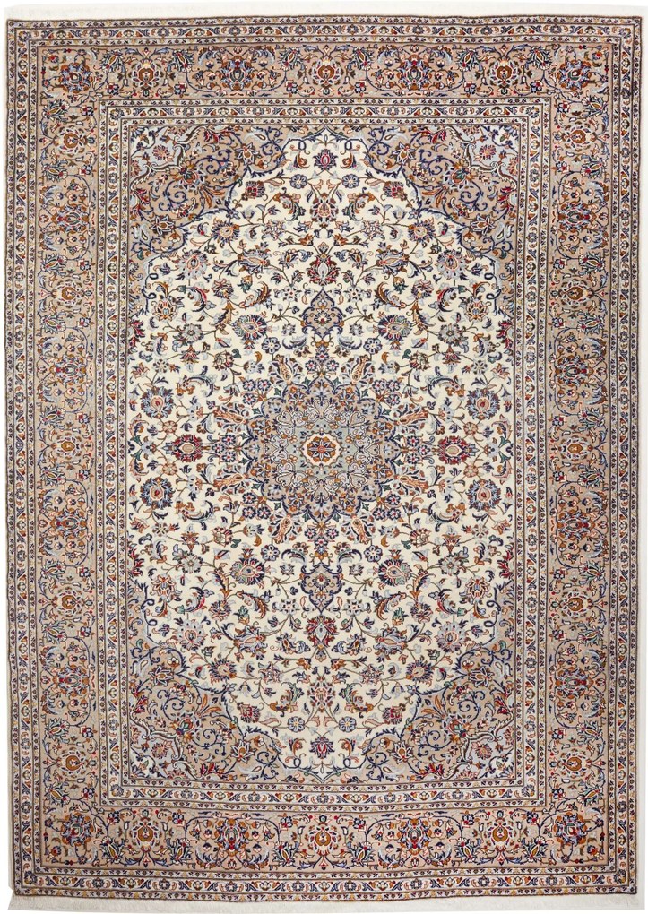 Kashan Tappeto 250 x 340 Beige (Iran) Annodato A Mano