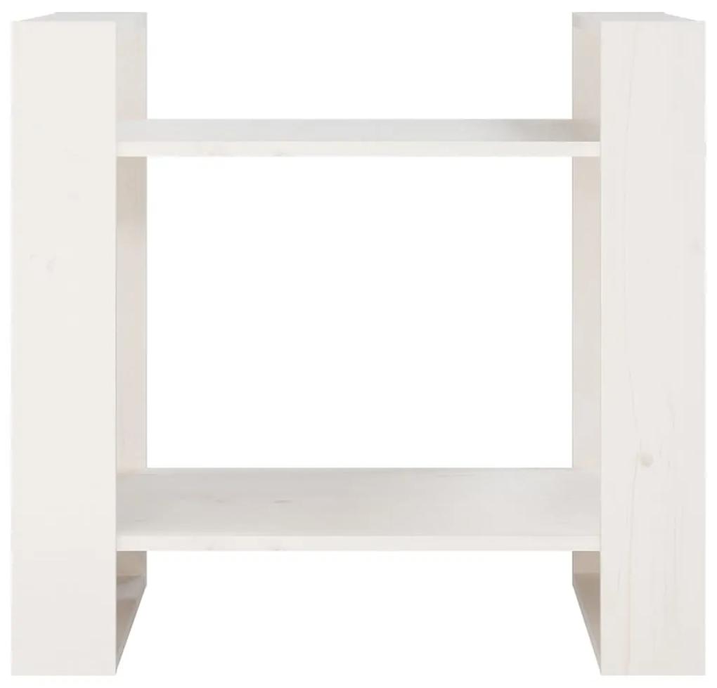 Libreria/divisorio bianco 60x35x57 cm in legno massello di pino