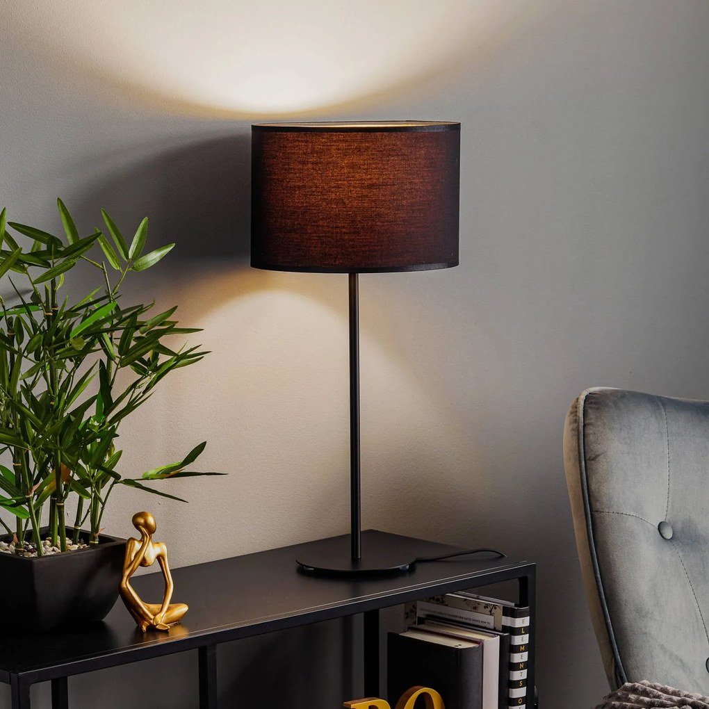 Luminex Lampada da tavolo Soho, cilindrica 56 cm nero/oro
