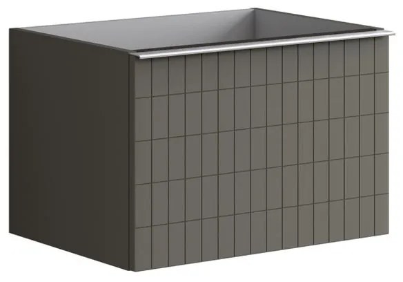 Mobile da bagno sotto lavabo Pixel grid frontale grigio carbone e maniglia alluminio brillante laccato L 60 x H 40 x P 45.5 cm 2 cassetti, lavabo non incluso