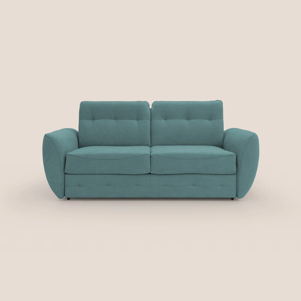 Zeus Divano letto scandinavo con schienale alto in tessuto impermeabile T02 petrolio