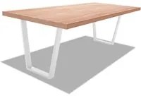 Tavolo da pranzo in legno e metallo con piedi trapezoidali bianchi - 160x90 cm