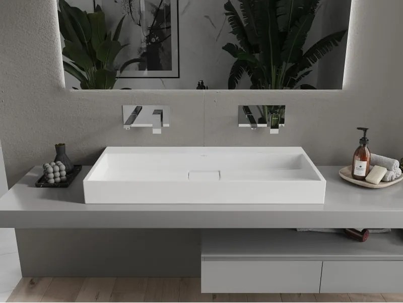 Mexen Ava lavabo da appoggio in conglomerato B/O 100 x 46 cm, bianco - 23011000