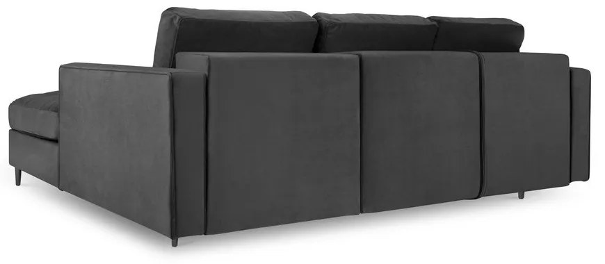 Divano letto angolare in velluto grigio scuro, angolo destro Santo - Milo Casa