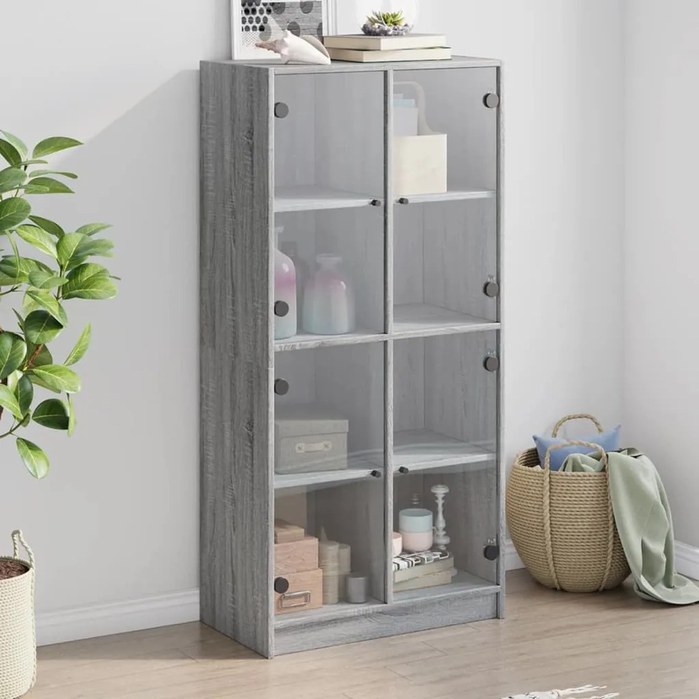 Credenza Con Ante Grigio Sonoma 68x37x142 Cm Legno Multistrato /
