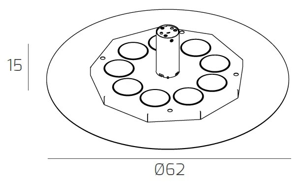 Plafoniera Moderna Disk Metallo Bianco 9 Luci Gx53