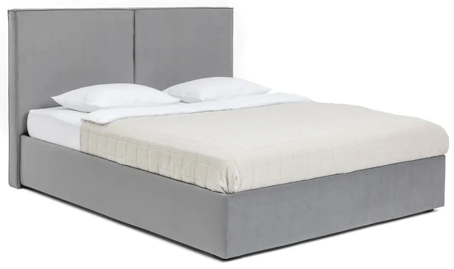 Letto matrimoniale imbottito grigio con contenitore con rete inclusa 180x200 cm Thessa Bold – Bonami Selection