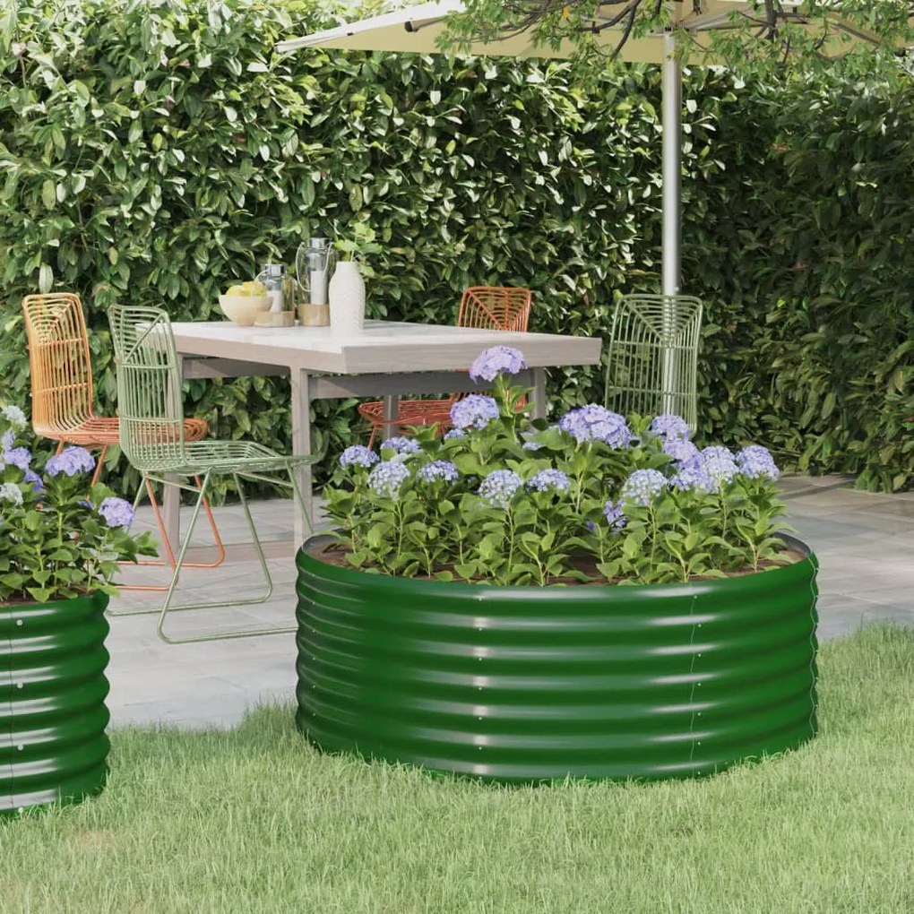 Letto Giardino Acciaio Verniciato A Polvere 100x100x36 Cm Verde /