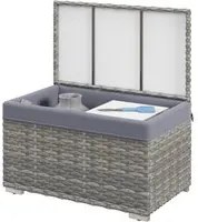 Baule da Giardino 76x45x48 cm in Rattan PE Grigio