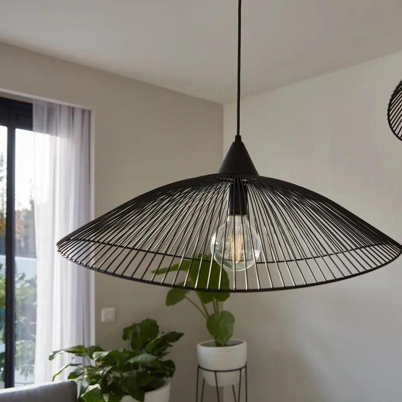 Lampadario Design Kasteli nero paralume nero E27 Ø45cm SEYNAVE