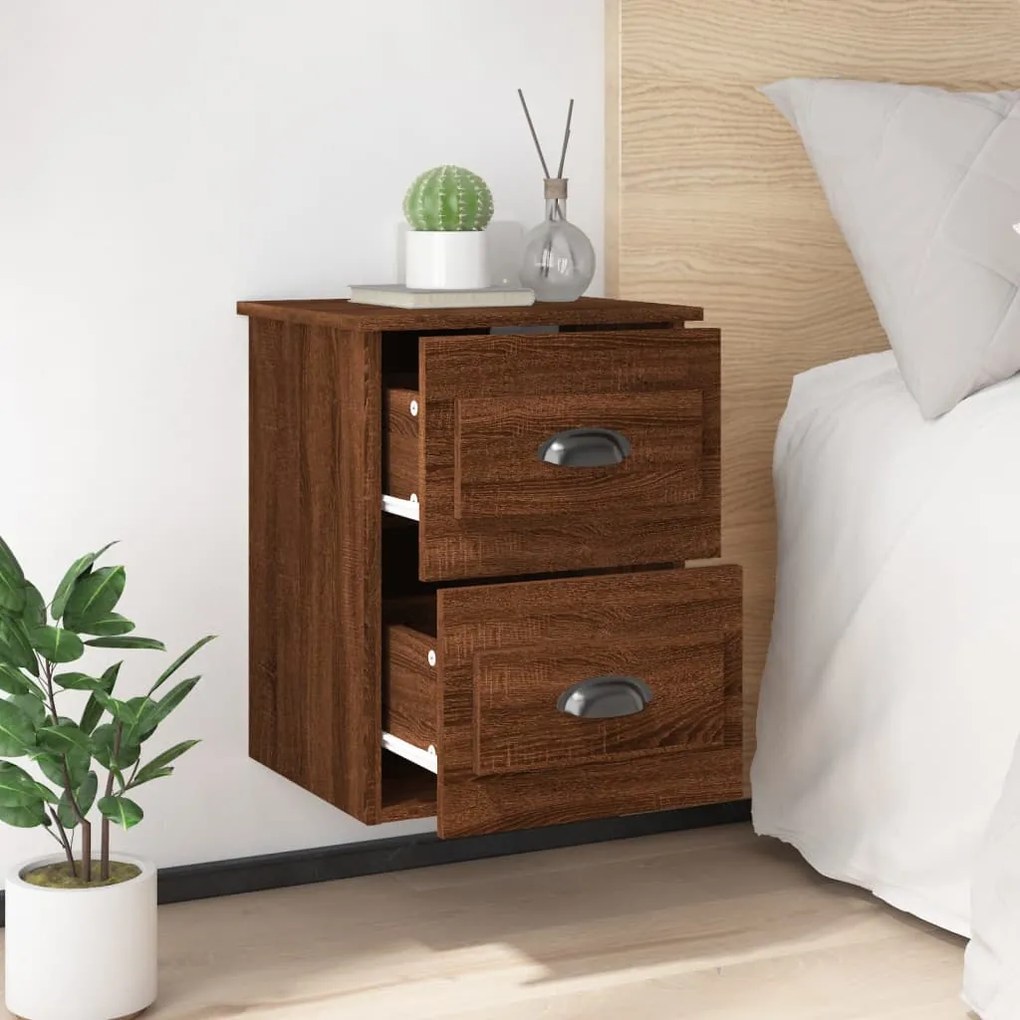 Comodino a parete rovere marrone 41,5x36x53 cm