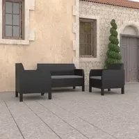 Set Divani da Giardino 3pz con Cuscini in Rattan PP Antracite 3079671