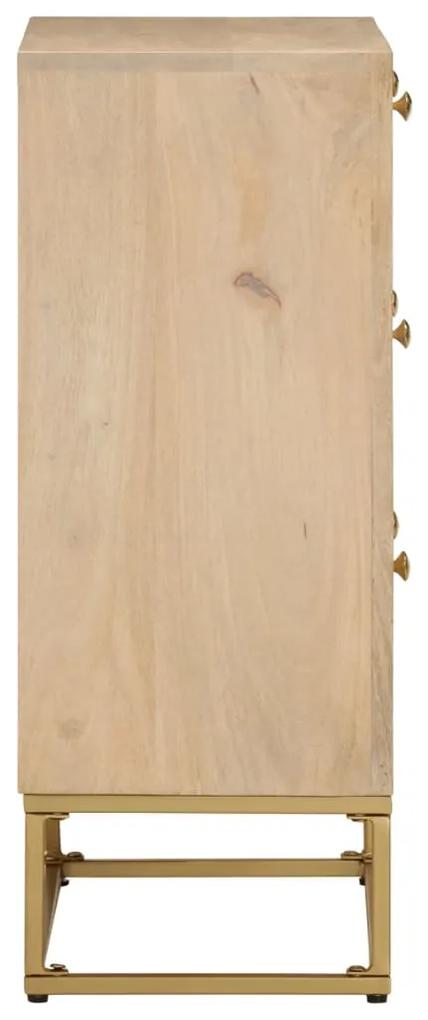 Cassettiera 55x30x76 cm in legno massello di mango e ferro