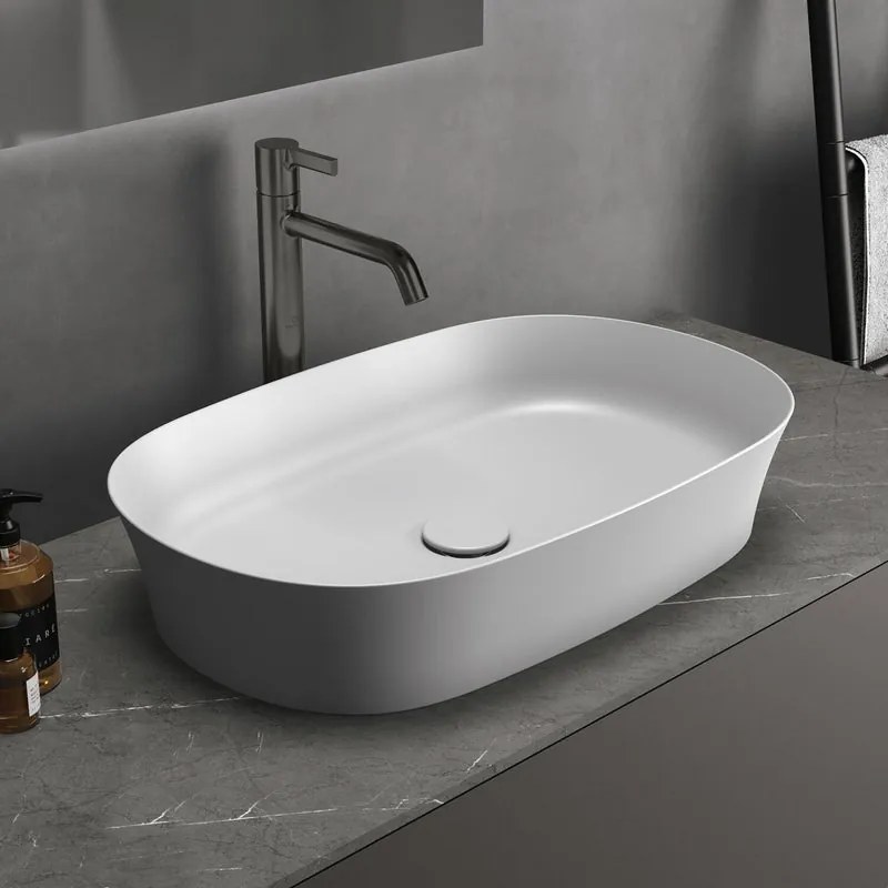 Lavabo da appoggio IDEAL STANDARD ovale piletta non inclusa in ceramica L 60 x H 12 x P 38 cm bianco piletta non inclusa