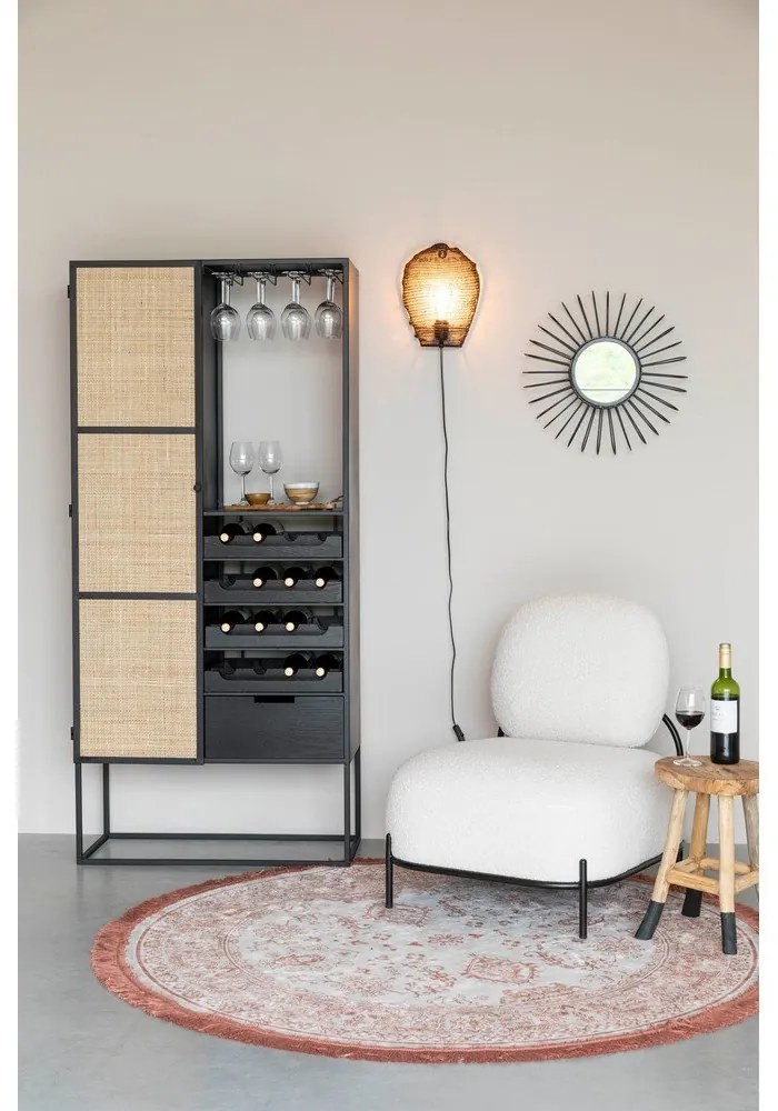 Portabottiglie in rattan nero per 16 bottiglie, 80x175 cm Guuji - White Label