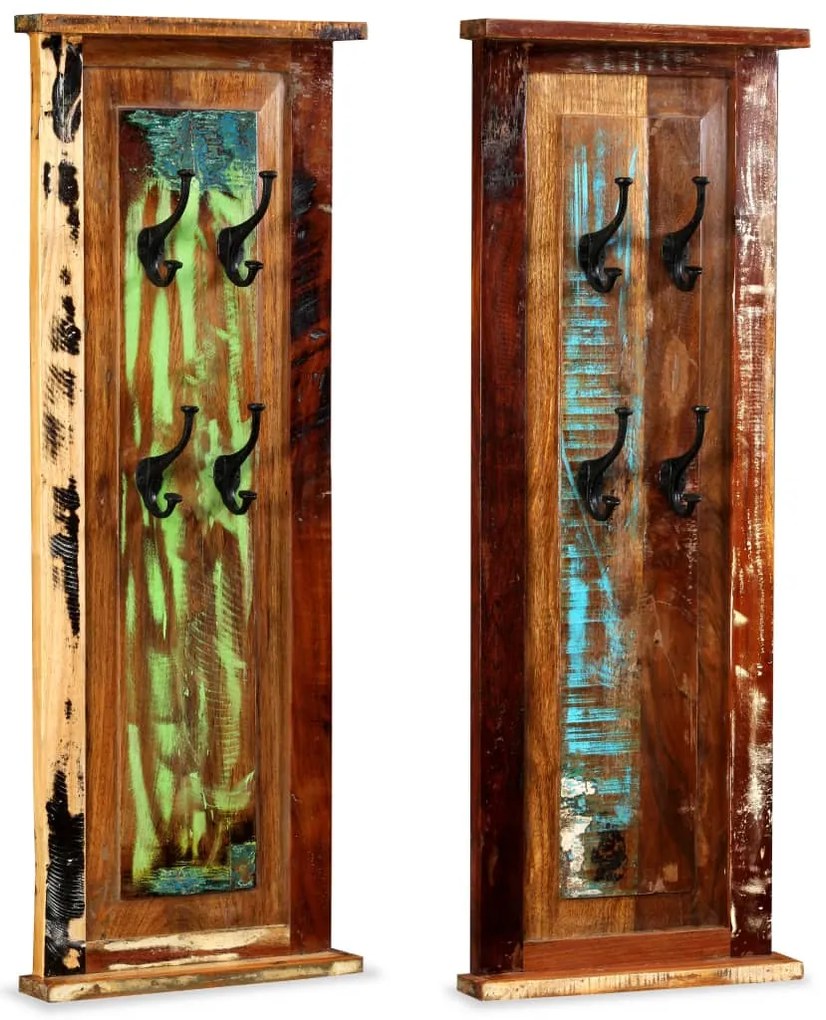 Appendiabiti 2 Pz İn Legno Massello Di Recupero 38x100 Cm /