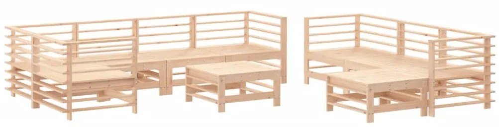 Set Divani da Giardino 10 pz con Cuscini in Legno Massello