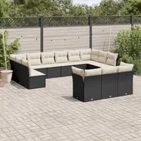 Set Divani da Giardino 13pz con Cuscini Nero in Polyrattan 3218446