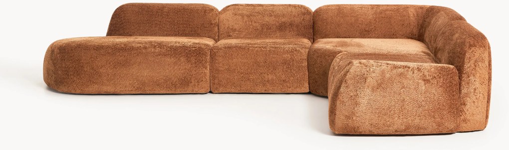 Divano angolare componibile 4 posti con chaise longue in teddy bouclé Wolke