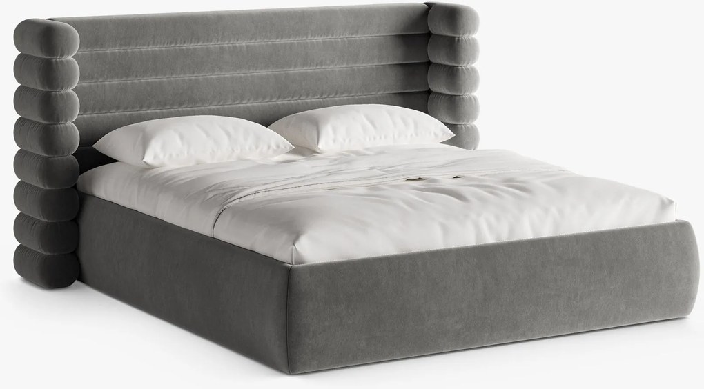 Letto imbottito Mount con contenitore in velluto Salvador – 200x200 cm