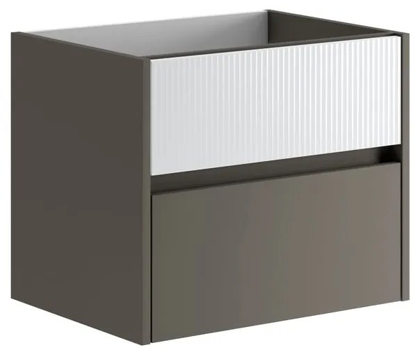 Mobile da bagno sospeso sotto lavabo L 59.5 x H 50 x P 45.5 cm grigio laccato opaco, 2 cassetti VISOBATH Niwa