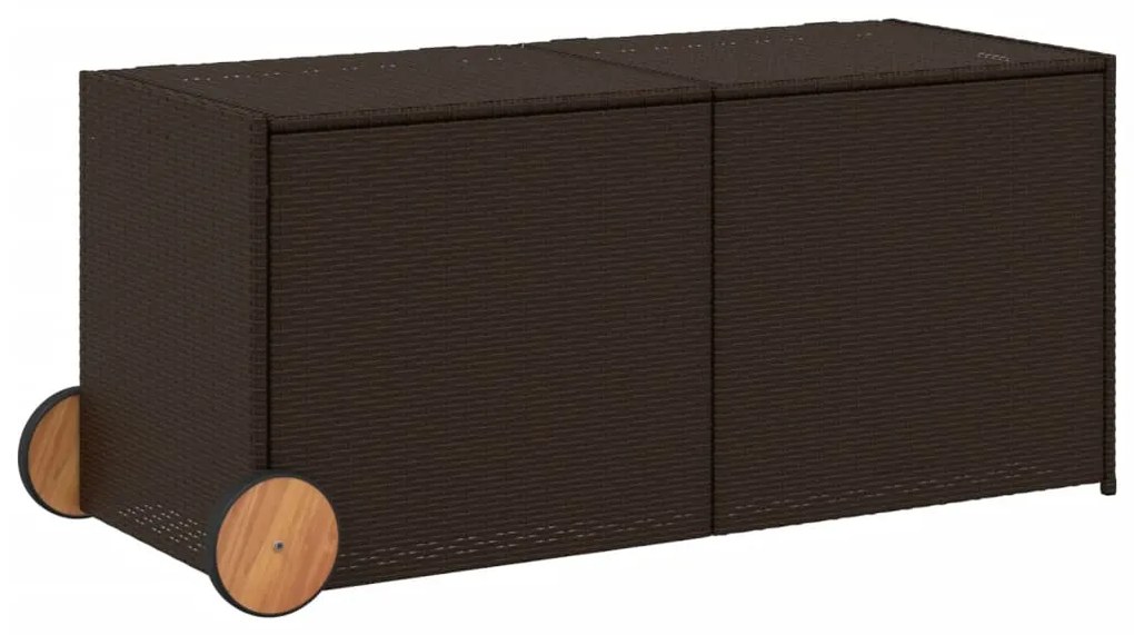 Contenitore da giardino con ruote marrone 283l in polyrattan